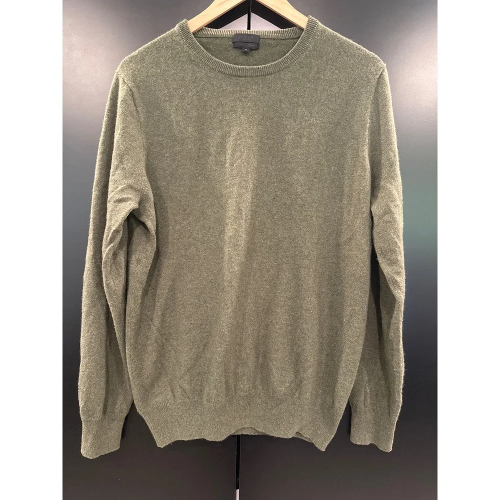 J.Crew Collection Italian Cashmere‎ Crewneck Sweater Mens Medium Olive Green